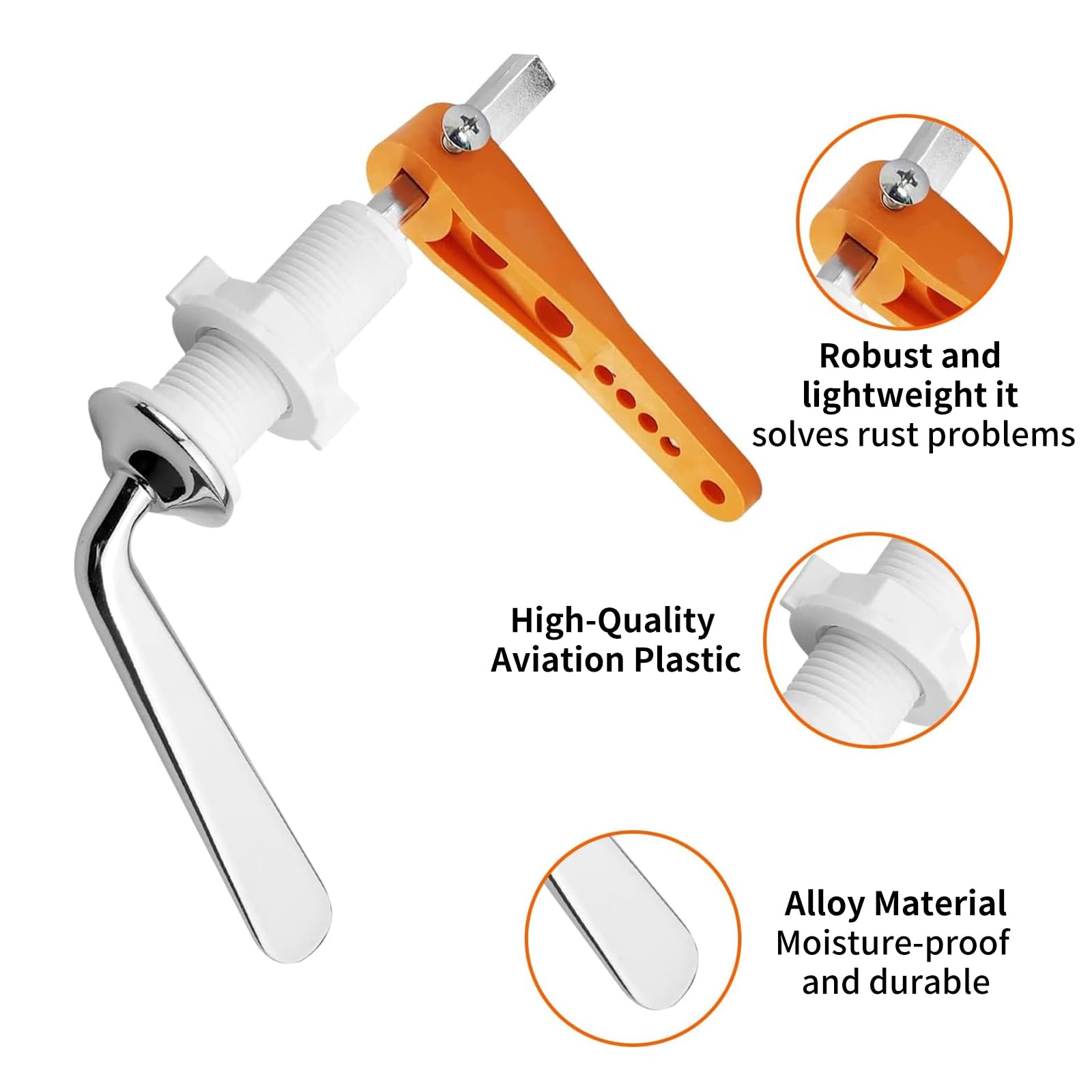 Wjelet 1Pcs Toilet Flush Handle, Toilet Flush Handle Replacement, Chrome Plated Metal Cistern Lever with Adjustable Arm, Durable - Image 3