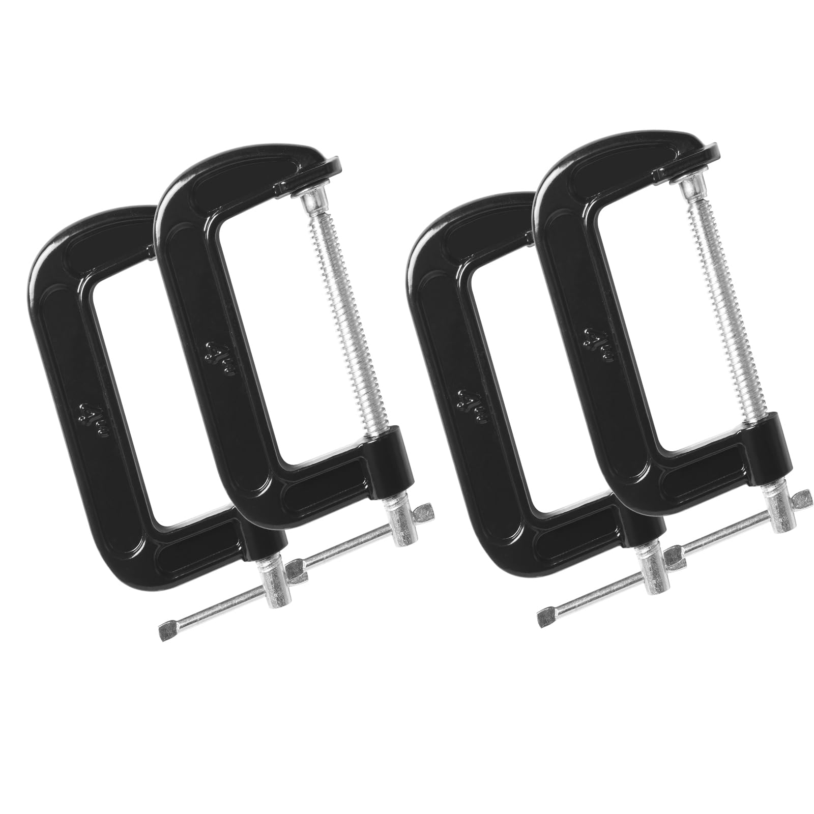 Storystore 4 Inch C Clamps Set, 4 Pack Heavy Duty Steel C Clamp for Brake Caliper, Small Iron C-Clamps for Woodworking, Welding and Building