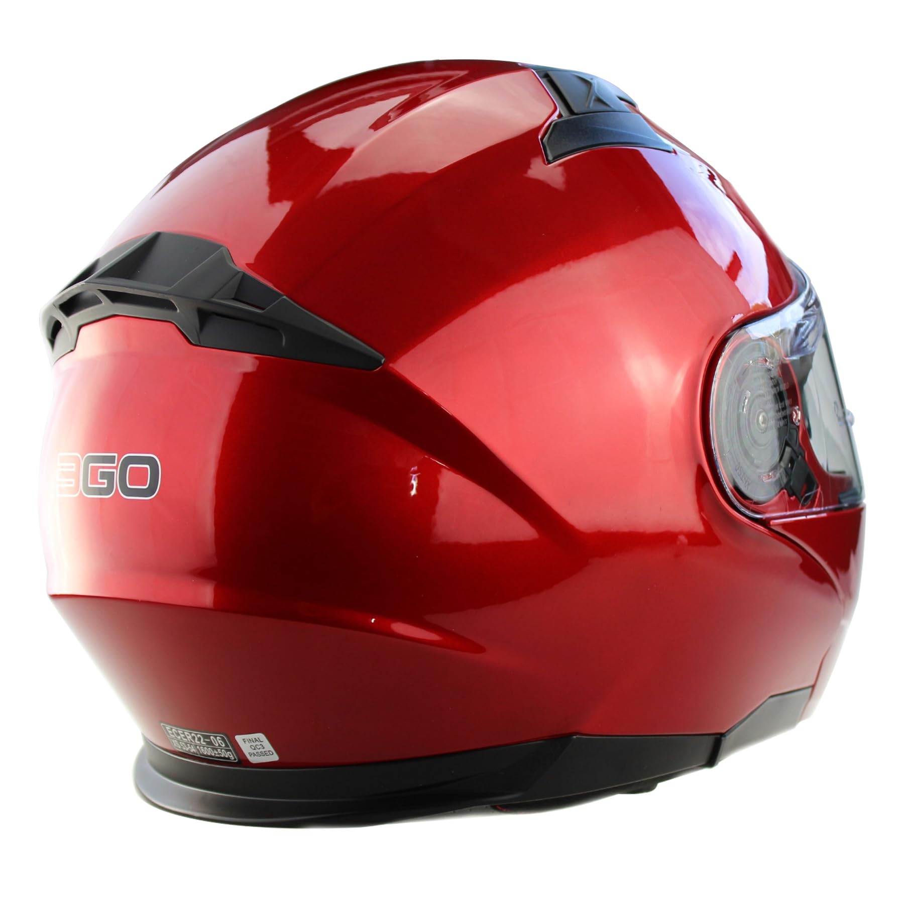 Motorbike Motorcycle Flip Up Helmet 3GO E335 Adult Biker Adventure Dual Visor Vented Front Flip Modular Touring Helmet Burgundy