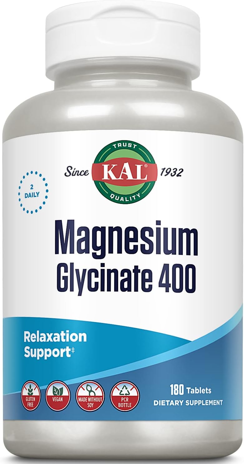 KAL, Magnesium Glycinate 400, 400 mg, 180 Tablets