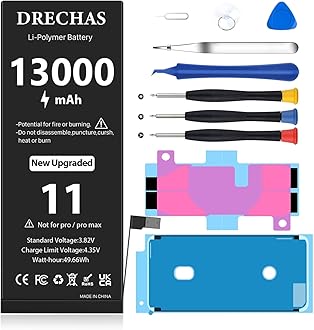 Battery for iPhone 11 (13000mAh) Models A2111, A2221, A2223 with Complete Professional Repair Tool Kit