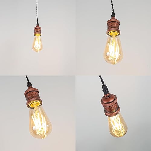 Miniatura 7 de Kiven Colgantes de iluminación de riel tipo H, luces colgantes industriales de pista H con cuerda de tejido negro de 7 pulgadas de longitud, paquete