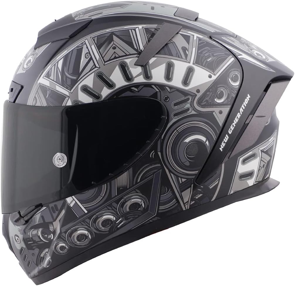 Steelbird SA-2 Terminator 2.0 Full Face Graphic Helmet in Matt Finish with Smoke Visor