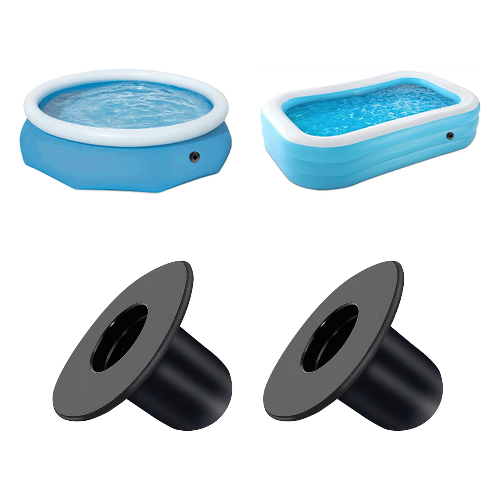 2 PCS 1.25In Pool Pump Strainer Wall Plugs Replacement Parts, Ground Swimming Pool Fitting Filter Pump Strainer Hole Plug Stopper, for Summer Escape Pool Parts (Black)