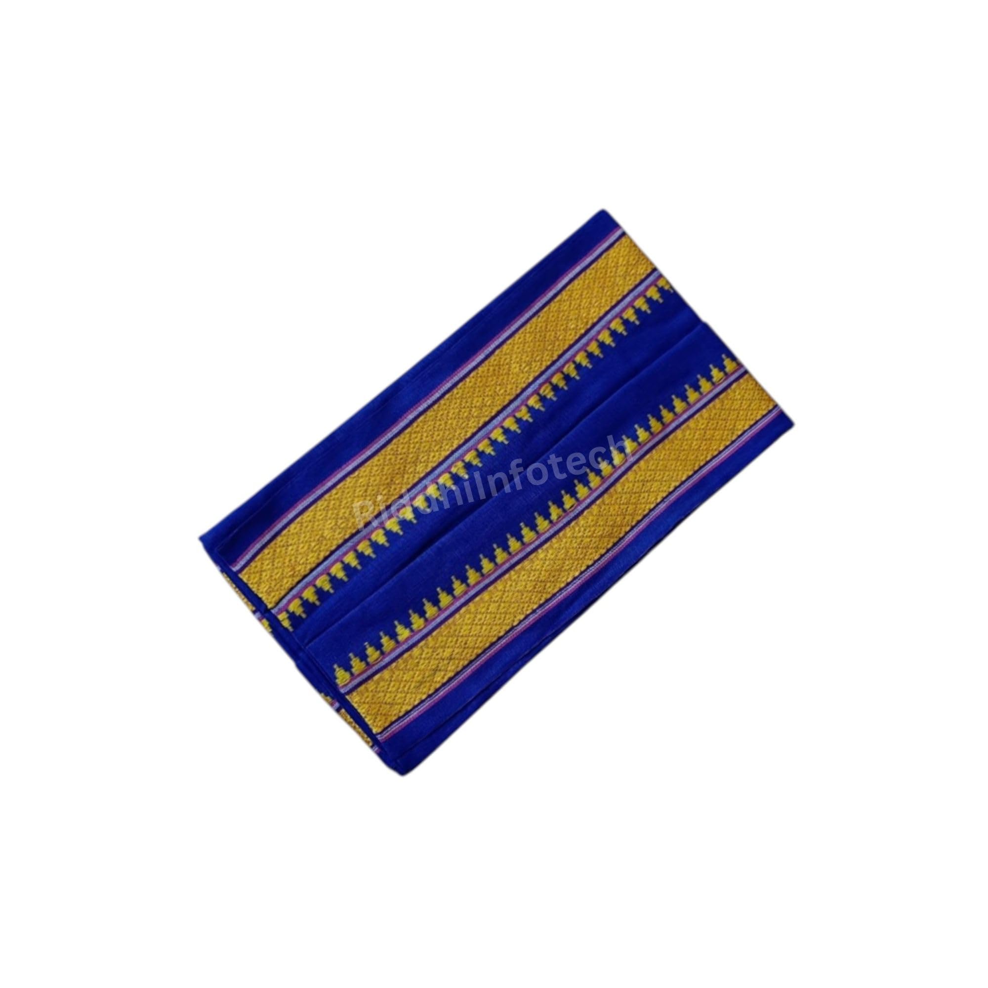 Jai Bheem Cotton Gamcha | Blue Bhim Army Stole featuring a Golden Line, crafted in traditional gamcha style-picture-51