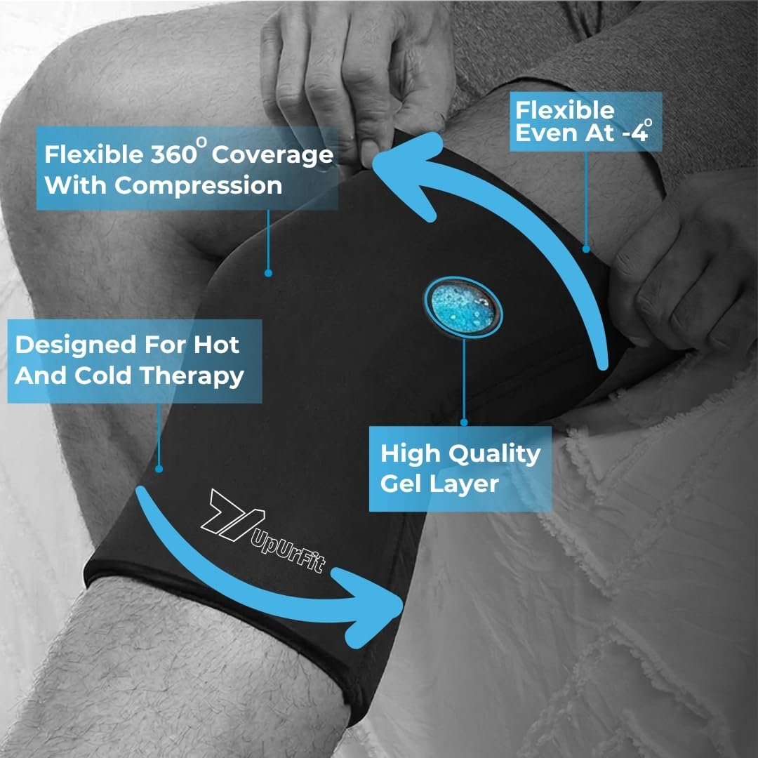 UpUrFit Hot & Cold Compression Sleeve (M/L) - Reusable Ice pack for Pain Relief | Medium - Large Knee Pain Relief & Recovery - ACL/MCL Relief - 360° Flexible, Soft, Comfortable Coverage - Freezer & Microwave Friendly — Amazon image 6