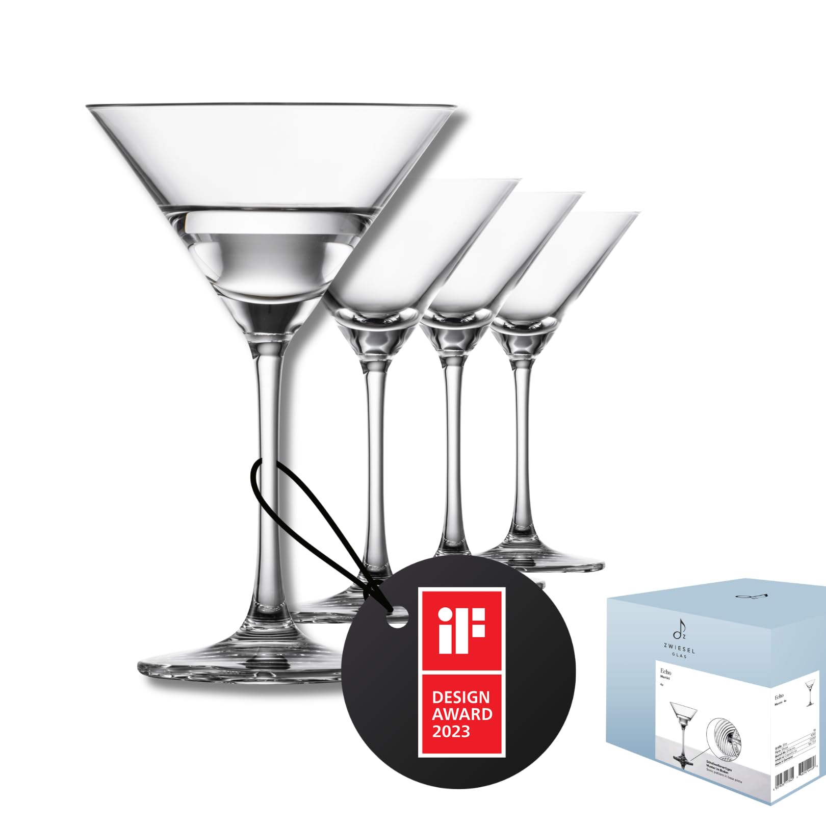 Zwiesel Glas Martiniglas Echo (4-er Set), moderne Martini Gläser mit besonderem Bodenmuster, spülmaschinenfeste Tritan-Kristallgläser, Made in Germany (Art-Nr. 123383)