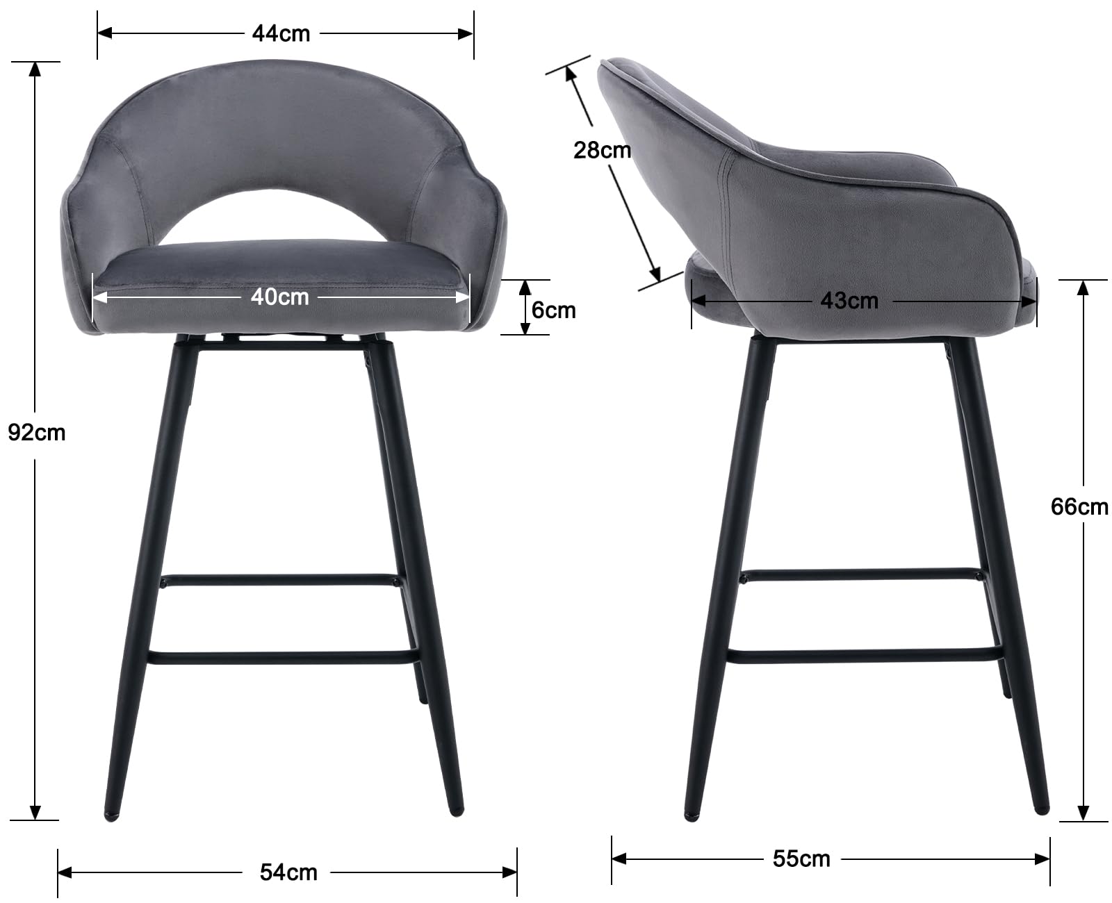 chairus Set di 2 Sgabelli Cucina in Velluto Sgabello da Bar Regolabile