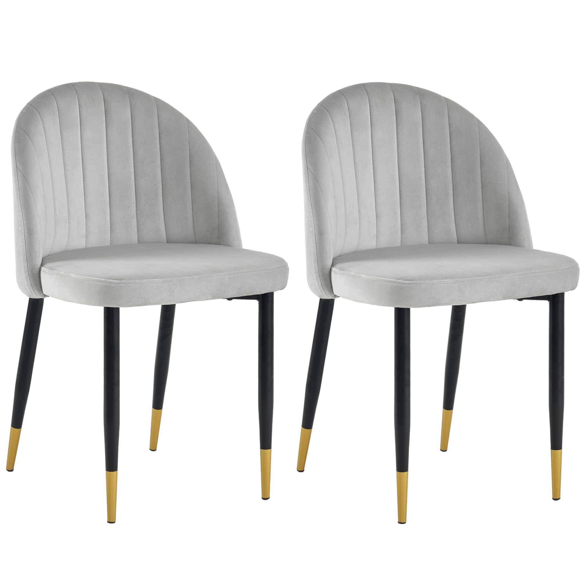 Lot de 2 chaises de salle à manger de luxe en velours gris foncé avec fonction pivotante et pieds en métal - Assise élégante pour une décoration élégante de salle à manger confortable et élégante