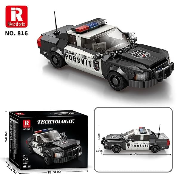 Reobrix 816 Dodge Charger Police Car Building Blocks Set, 1:24 Scale Police Pursuit Model Car Building Kit, City Emergency Vehicle Building Toy for Teens and Adults, 404 PCS by Reobrix - Image 3