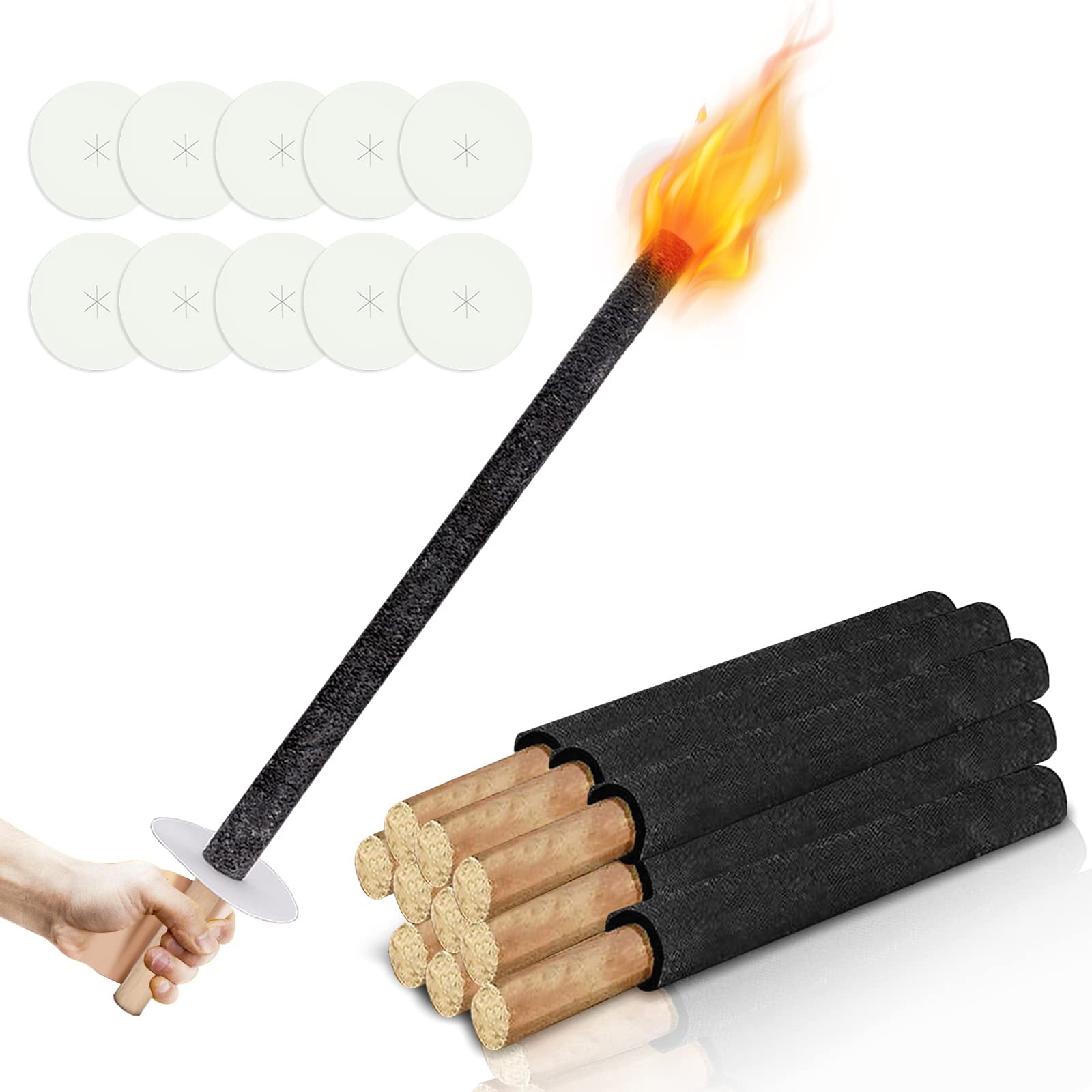 Gimisgu Lot de 30 torches en cire naturelle, torches de jardin de qualité supérieure, temps de combustion de 45 min, cire naturelle avec long manche
