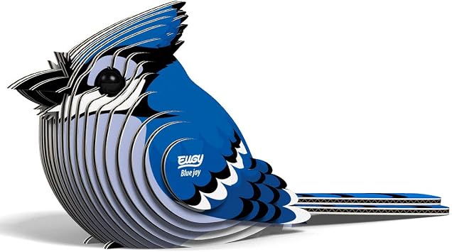 EUGY Blue Jay 3D Puzzle, 29 Piece Paper Craft Kit for Kids 6+