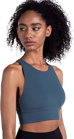 Lemedy Women Strappy Sports Bras Padded Medium Support Yoga Workout Tank Top L, Blue