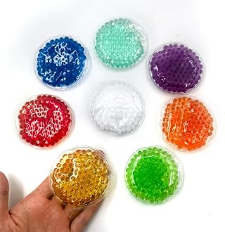 Boo Boo Hot Cold Ice Packs for Pain Relief, Lunch Bags Ice Packs, Reusable Gel Ice Pack for Kids Injuries, Fever, Wisdom Teeth, Tired Eyes, Headaches, Gel Bead Wrap (8 Colors ＆ Round)