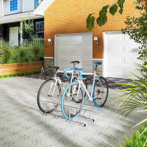 WOLTU Fahrradständer für 4 Fahrräder, Bodenständer aus Metall, Silber – Ansicht 5