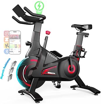 YESOUL Self-Powered Exercise Bike with Dynamic LED Lights Stable Triangle Frame, Dual-Stage Drive, 300 lbs Capacity, Silent Magnetic Resistance, Compact Indoor Stationary Bike for Home