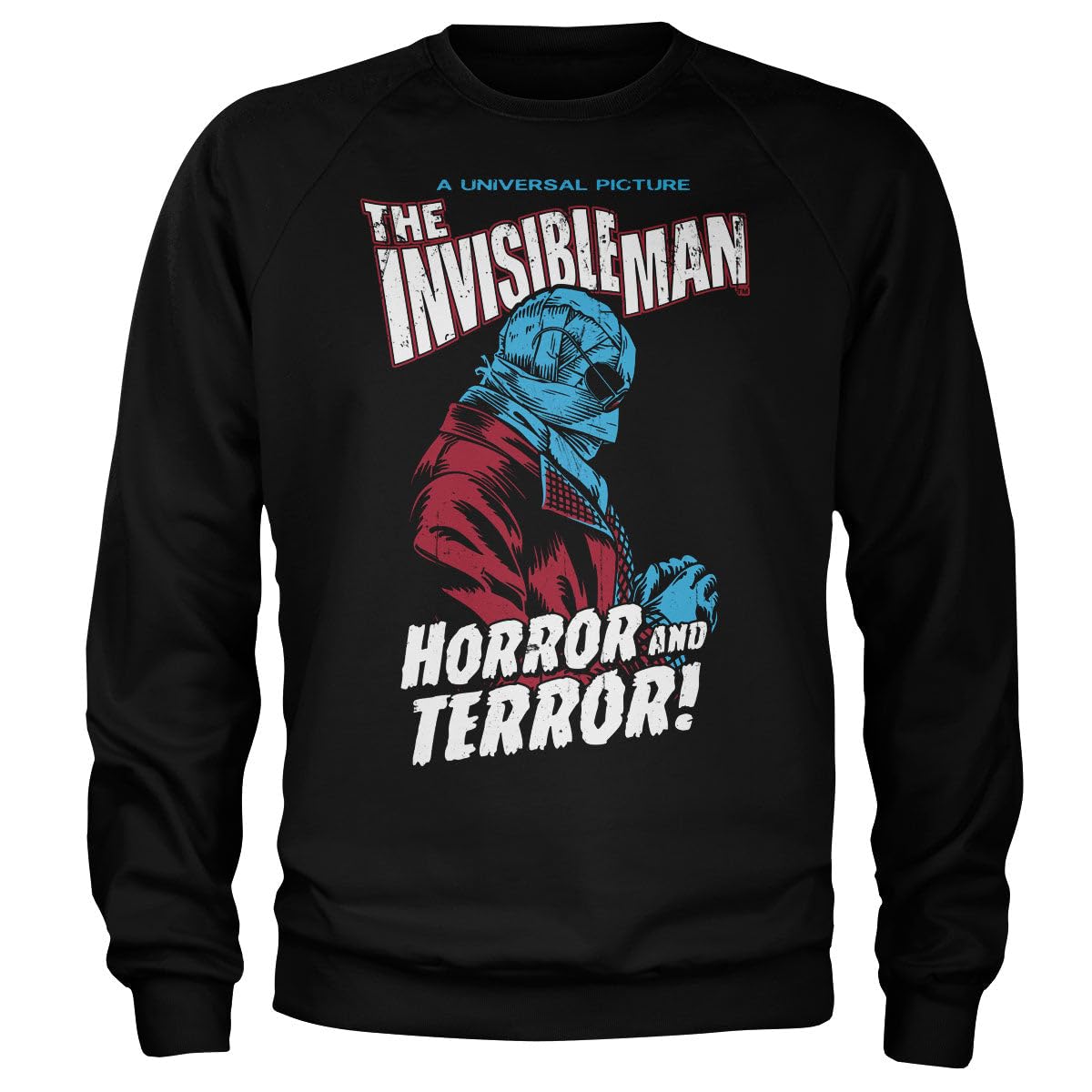 Universal Monsters Officially Licensed The Invisible Man Sweatshirt (Black), Large