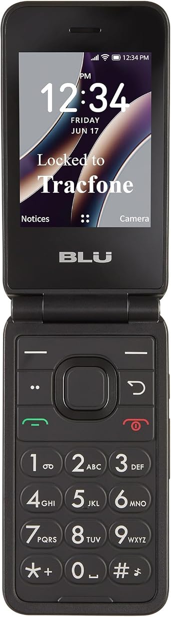 Tracfone BLU Flex B300V 4G Flip Phone - Black, 32GB + 1-Yr Plan Included