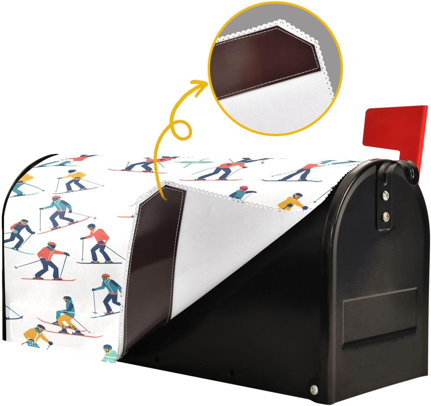 senya Christmas Mailbox Covers, Winter Sports Skiers Mailbox Covers Oxford Cloth Post Box Cover with Magnetic Strip for Garden Yard Decor