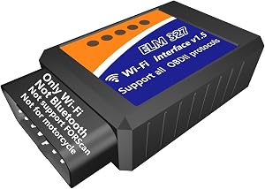 WiFi ELM327 OBD2 Adapter WiFi ELM 327 OBD2 Scanner for Android iOS iPhone ELM327 WiFi OBDii ELM327 Car Scanner Code Reader Connector Dongle OBD ELM327 OBD2 Scanner Diagnostic Tool Interface for Torque