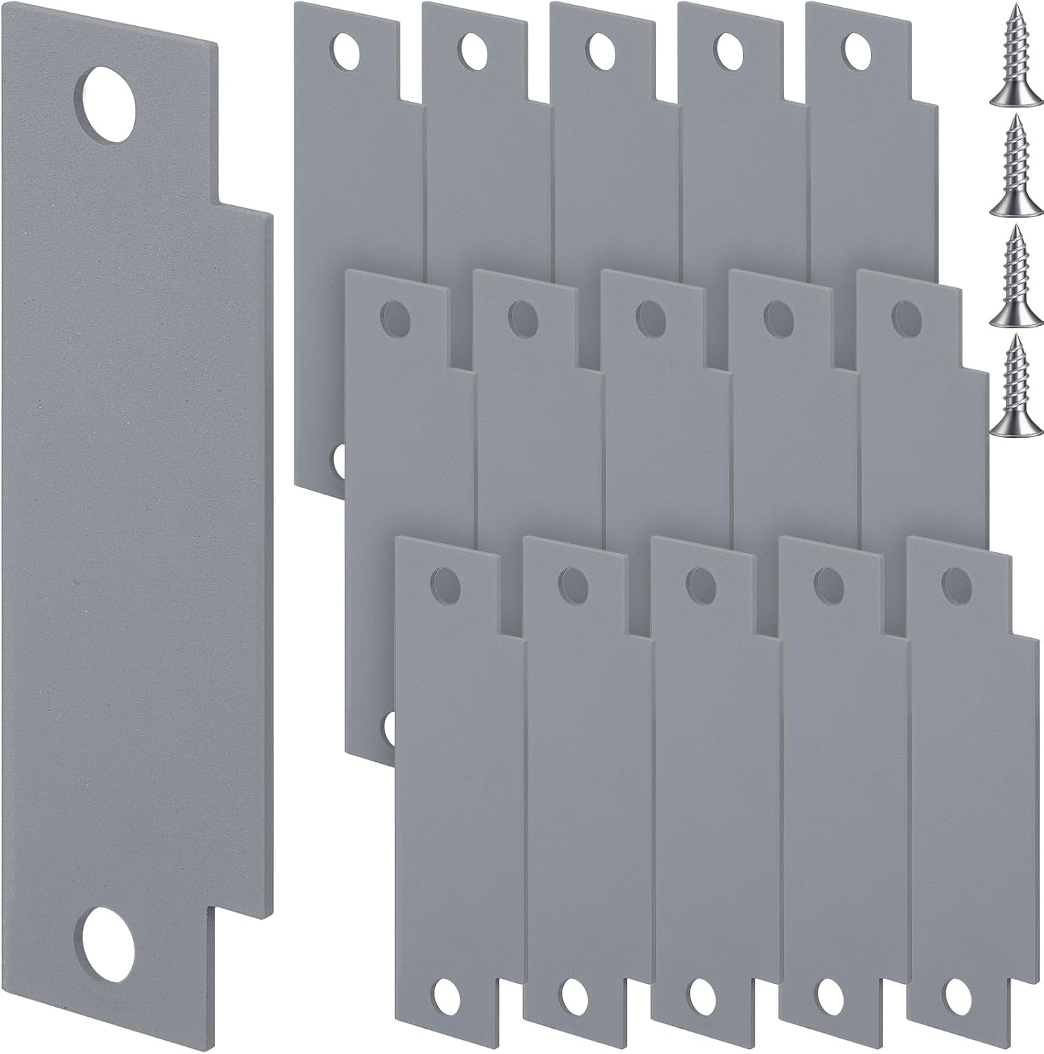 Zonon 4 Pcs Door Strike Plate Filler with Screws Carbon Steel Strike Filler Plate T Blank 4-7/8 x 1-1/4 Inch Security Mounting Metal with Hole for Exterior Interior Latch Hardware Replacement (Black)