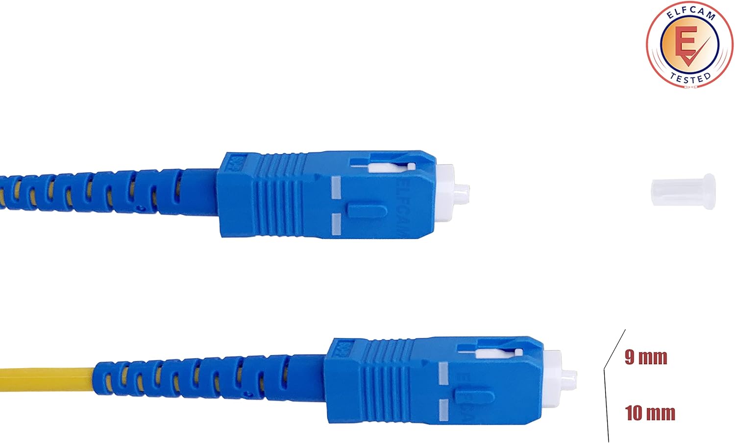 Elfcam® - 2m/6.56ft Fiber Optic Cable SC/UPC to SC/UPC Single Mode Simplex OS2 9/125µm, Yellow 2 Meter