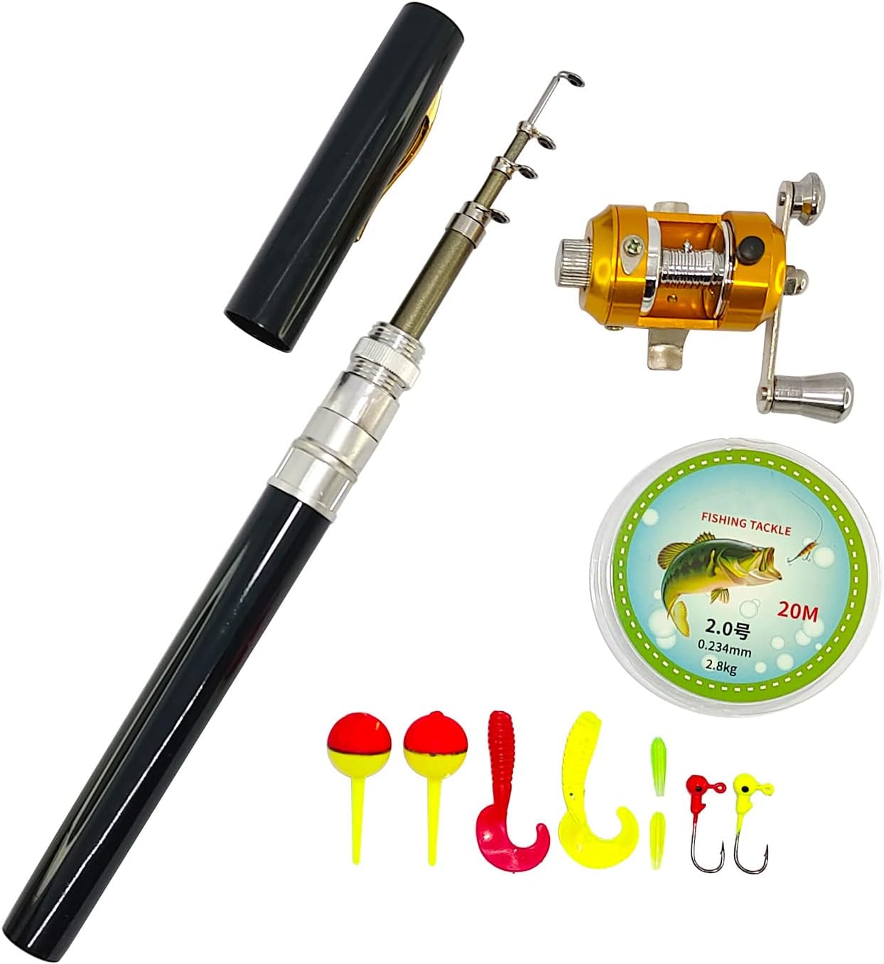 Portable Pocket Telescopic 38inch Mini Pen Fishing Rod and Reel Combos, Small Pen