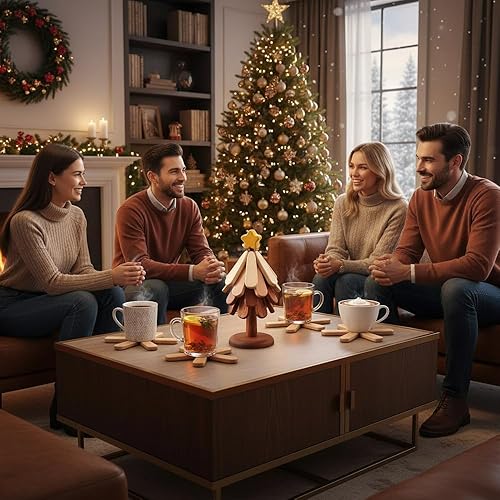 Miniatura 8 de Salvamanteles de árbol de madera natural para platos calientes, juego de 2026, salvamanteles plegables mejorados para platos calientes, juego de