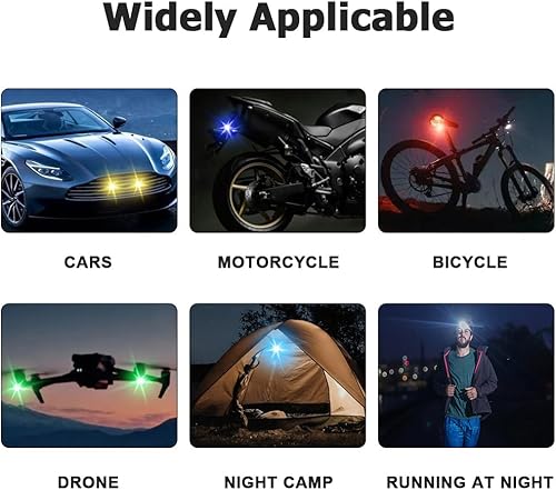 Miniatura 8 de MiOYOOW 4 luces estroboscópicas para drones, anticolisión, luces LED USB de 7 colores con control remoto para coches, drones, motocicletas,