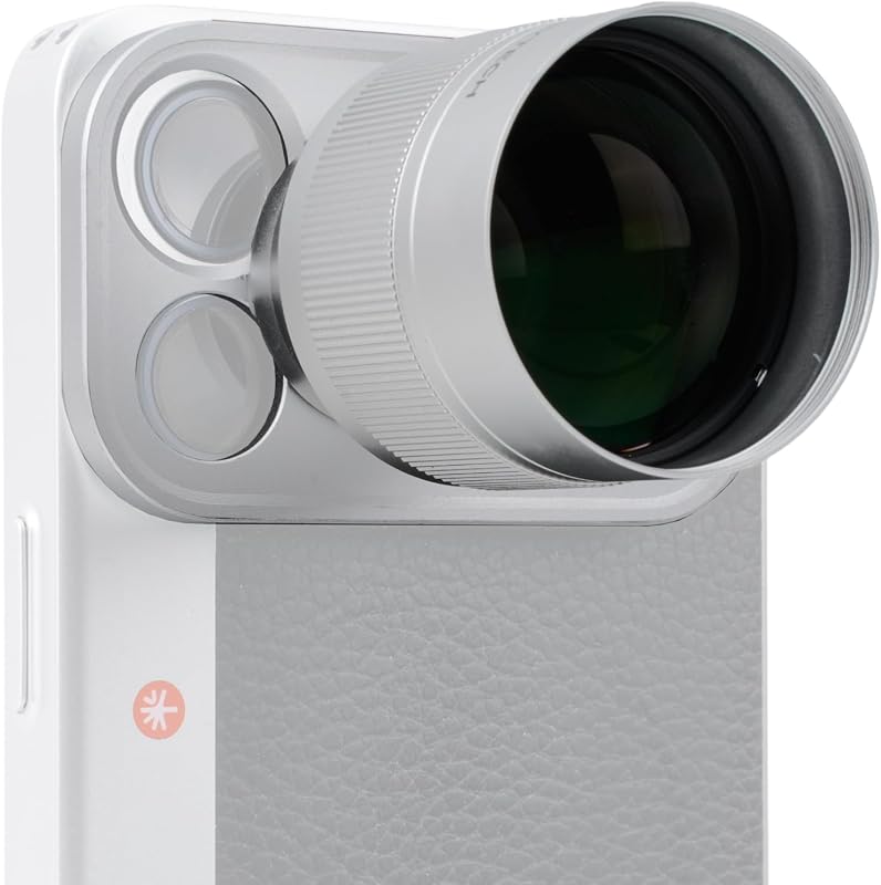 Teleobjetivo PGYTECH 2X para iPhone 17 Pro Max, usado con funda para teléfono RetroVa | Extensor de teleobjetivo óptico equivalente a 200 mm, lente mediante anillo adaptador para estuche RetroVa, para fotografía de vida silvestre/deportes/retratos