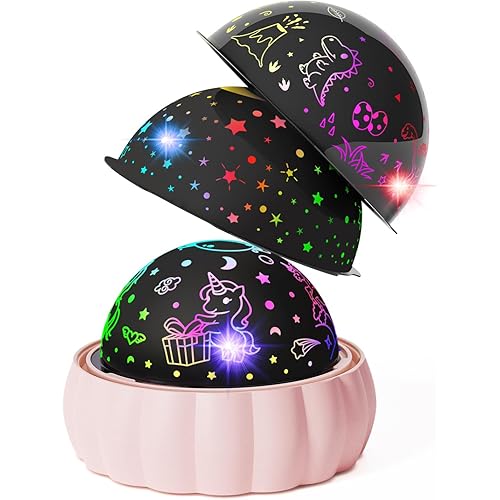Star Projector Night Light for Kids, Toys for 3-8 Year Old Girls Boys, 3 Projection Themes 7 Lighting Modes 360 Rotation Galaxy Star Light for Ceiling Room Decor