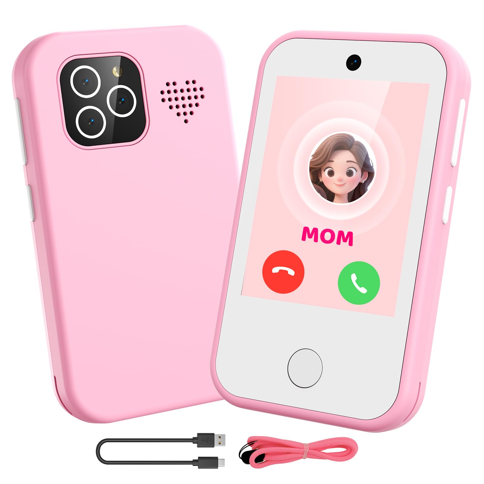 Teléfono móvil 4G para niños con cámara Dual, Pantalla táctil de 2,8 Pulgadas, Juguete Educativo para niños y niñas de 3, 4, 5, 6, 7, 8 y 9 años, Color Rosa