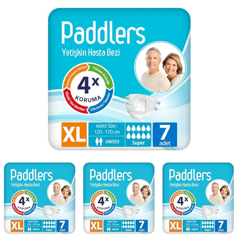 Paddlers Yetişkin Hasta Bantlı Bez X-Large 7 Adet - Deneme Paketi, Emici (4 paketi)