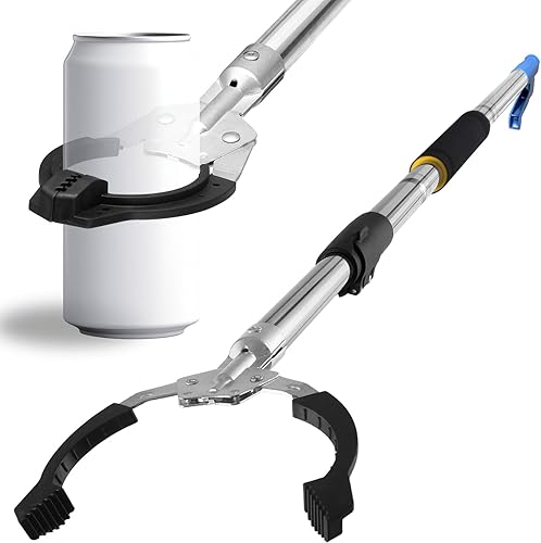 Heavy Duty Grabber Reacher Tool,52.5in Reacher Grabber Pickup Tool Extra Long No Need Bend Trash Picker Upper Grabber Stainless Steels Tube with Sponge Handle for Seaside Garden and Yard