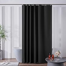 Furlinic Rideau Douche Anti Moisissure Imperméable avec Bloc de Verre en Bas Grand Rideau de Baignoire Noir 180x210cm avec 12 Crochets