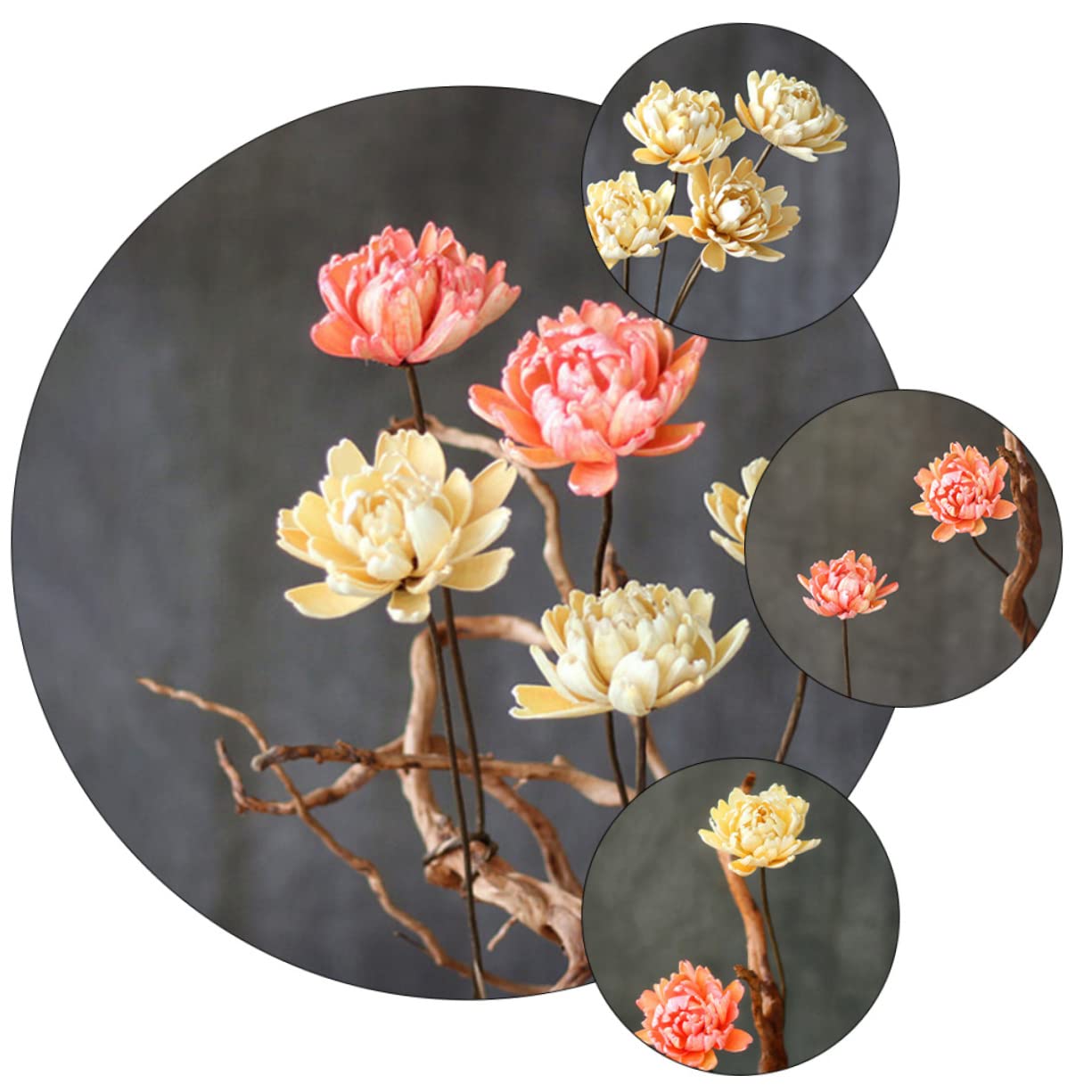 Cabilock Lot de 2 Mini Bouquets de Fleurs Artificielles Séchées Naturelles Décoration pour La Maison Un Mariage