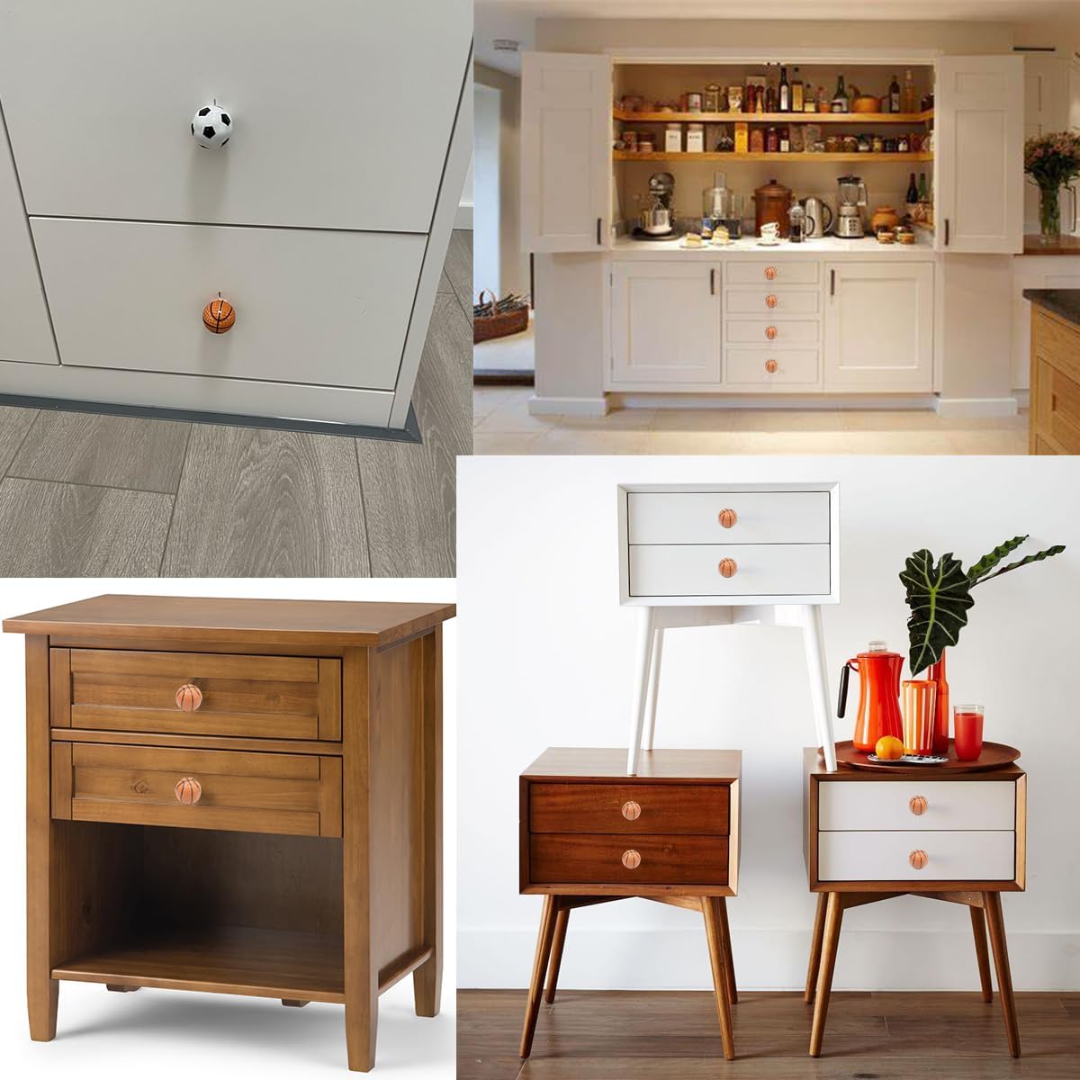 Cute Ceramic Basketball Drawer Knobs Cabinet Pulls Handles Basketball Ceramic Knobs for Cabinets and Dresser Drawers Cupboard Wardrobe Closet (6 Pack, Basketball)