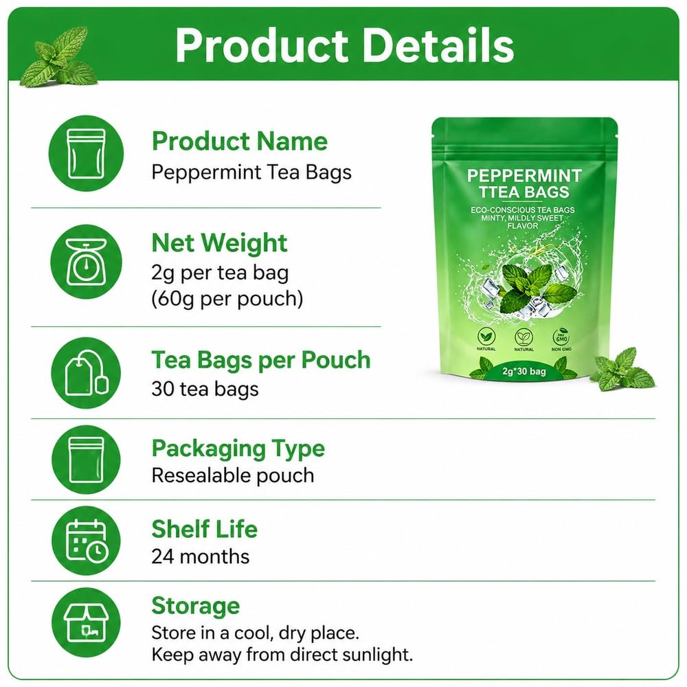 Medicinali tradizionali Tisana Foglie di menta Supporto intestinale | Tè Breathe Easy Smooth Move for la pulizia quotidiana del benessere(3pcs)