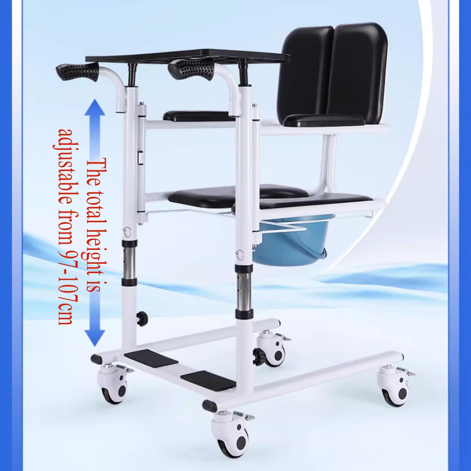 Sollevatore per Disabili Manuale, Montascale per Disabili con Ruote Universali, Sedie a Rotelle da Bagno,Sollevatore Multifunzionale per Trasferimento Paziente