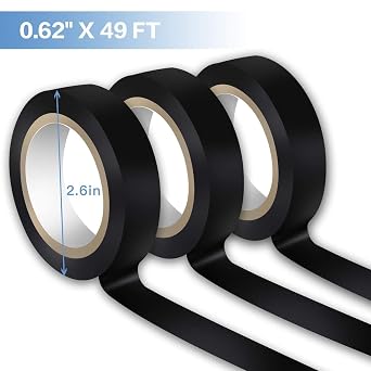 Wapodeai 6PCS Electrical Tape Black, 0.62 in X 49 ft