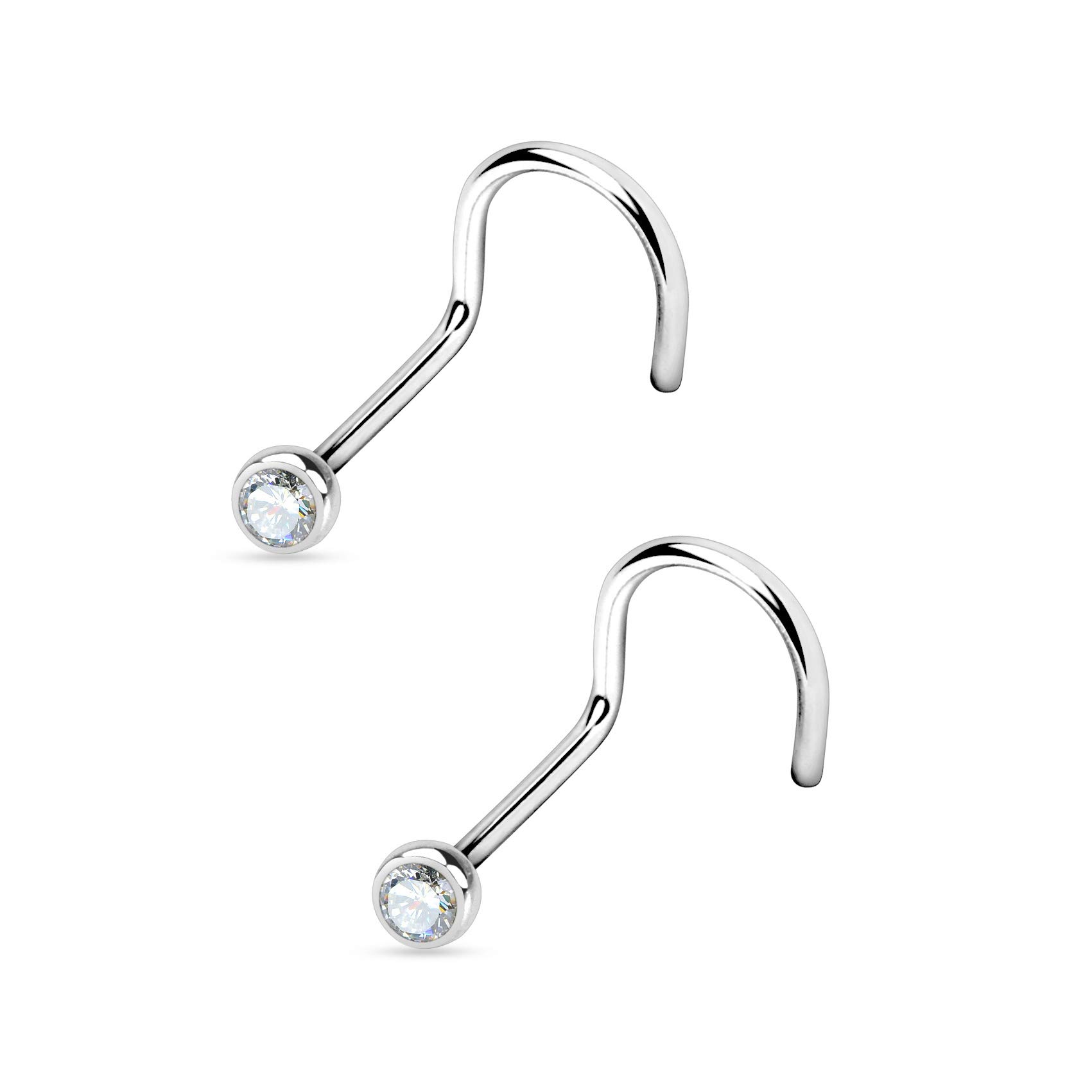 Via Mazzini 316L Stainless Steel No-Tarnish No-Rusting 2.5mm Bezel Set Nose Stud for Women and Girls (NR04959) 2 Pc (B07GQQRX3T) Amazon Price History, Amazon Price Tracker