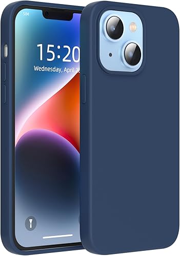 Funda para iPhone 14 Plus, silicona líquida, forro de microfibra antiarañazos, protección de cuerpo completo de grado militar, funda ultradelgada a