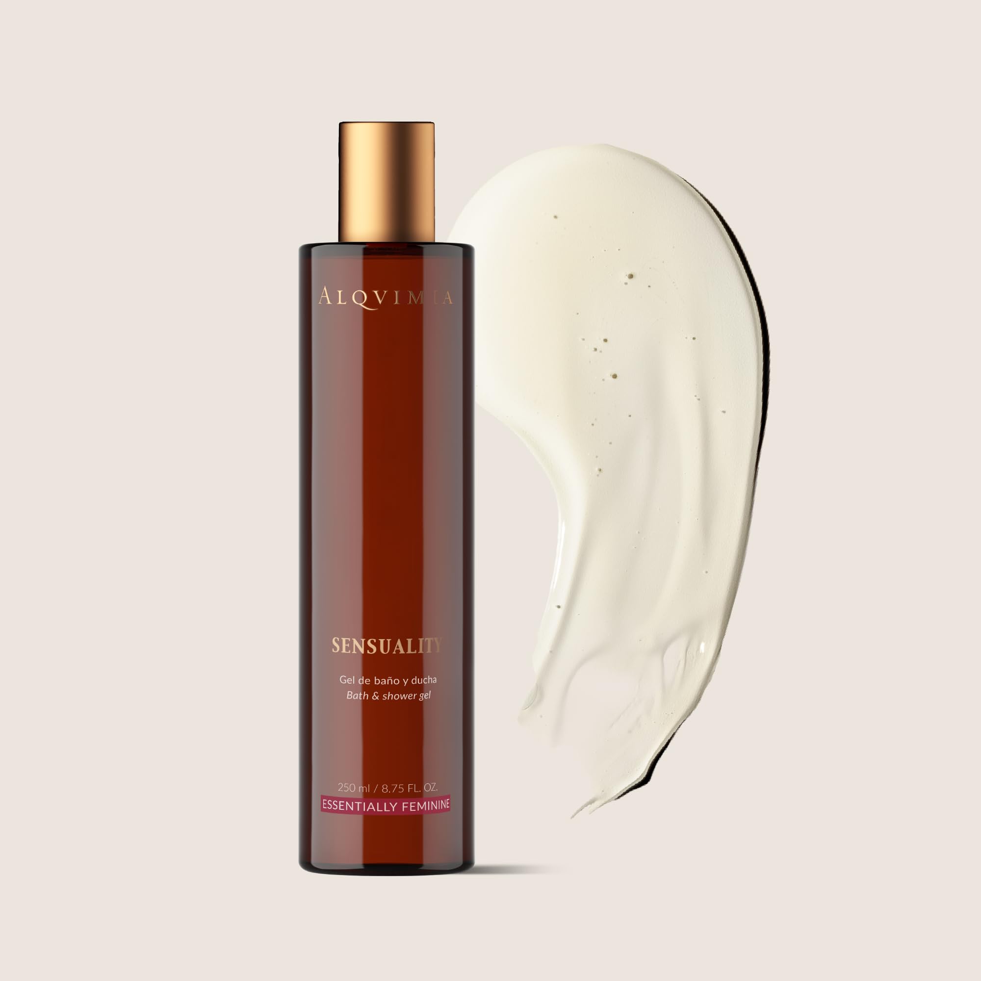 ALQVIMIA Sensuality - Gel doccia da 250 ml, antiossidante e tonificante con oli essenziali, gel doccia con estratto di iris per pelle radiante e jojoba per ridurre le dimensioni dei pori
