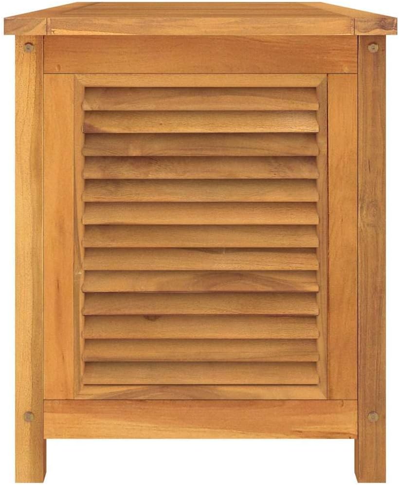 Garden Storage Box, Teak Brown Solid Teak Wood with Water-Based Finish, 44.9 x 19.7 x 22.8 in, Outdoor Storage Cabinet for Patio Cushions