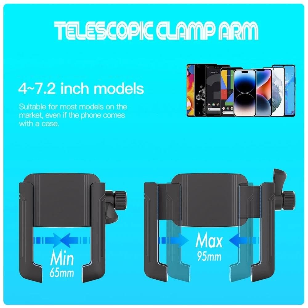 Supporto Telefono Bici Moto Universale Bracket GPS Per Smartphone Montaggio A Specchio Per 4-7 Pollici(NERO)