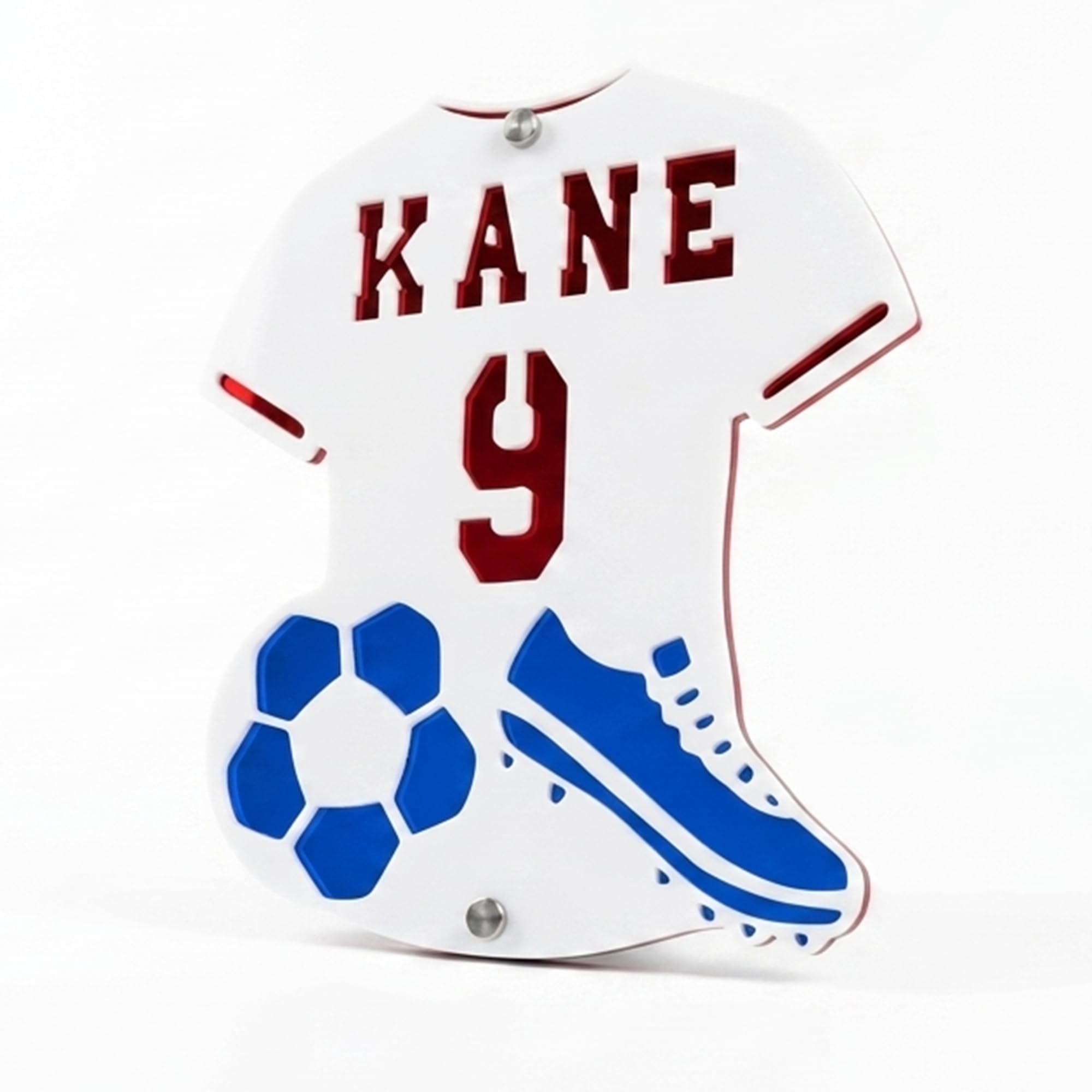 Personalised Football Shirt Plaque Custom Name Number Mirror Acrylic