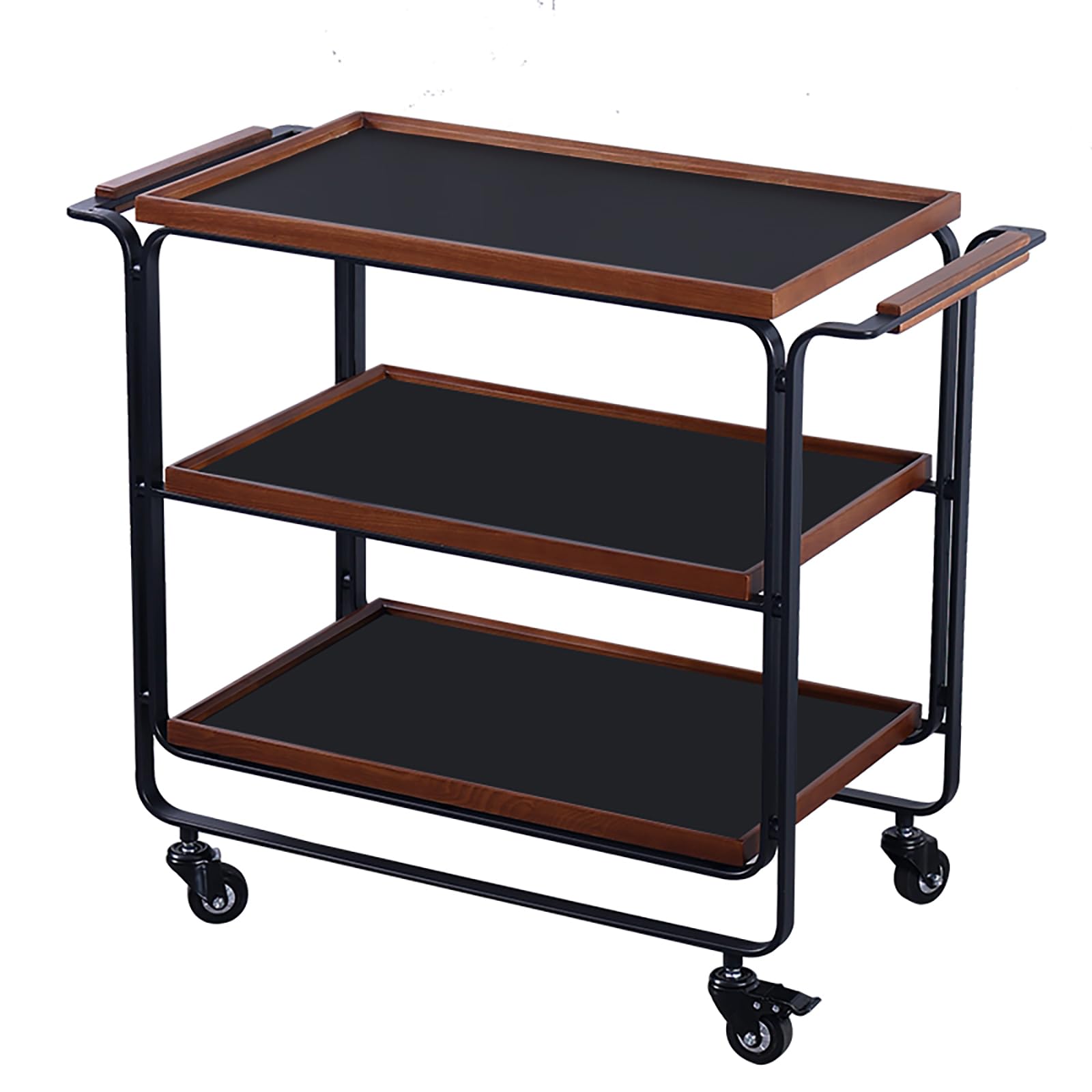 Robusto Carrello di Servizio in Legno Resistente con Ruote silenziose e scorrevoli bloccabili e Ampio cassetto, Carrello Multiuso Mobile Commerciale per Ristorante, Cucina, Ufficio, magazzin
