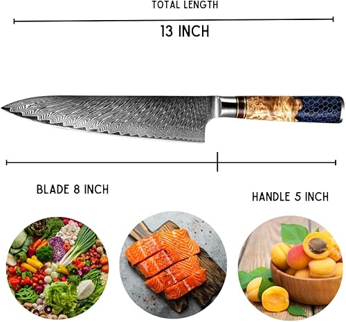 Miniatura 2 de SHOKUNIN USA - 8" - Yamato - Cuchillo de chef profesional súper afilado con funda - Cuchillos de chef de 8 pulgadas - Acero inoxidable japonés de