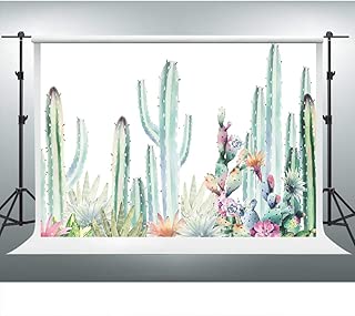 Cactus Floral Backdrop Watercolor Desert Plants Photography Background 7x5ft Fiesta Baby Shower Banner VVYF034 - coolthings.us