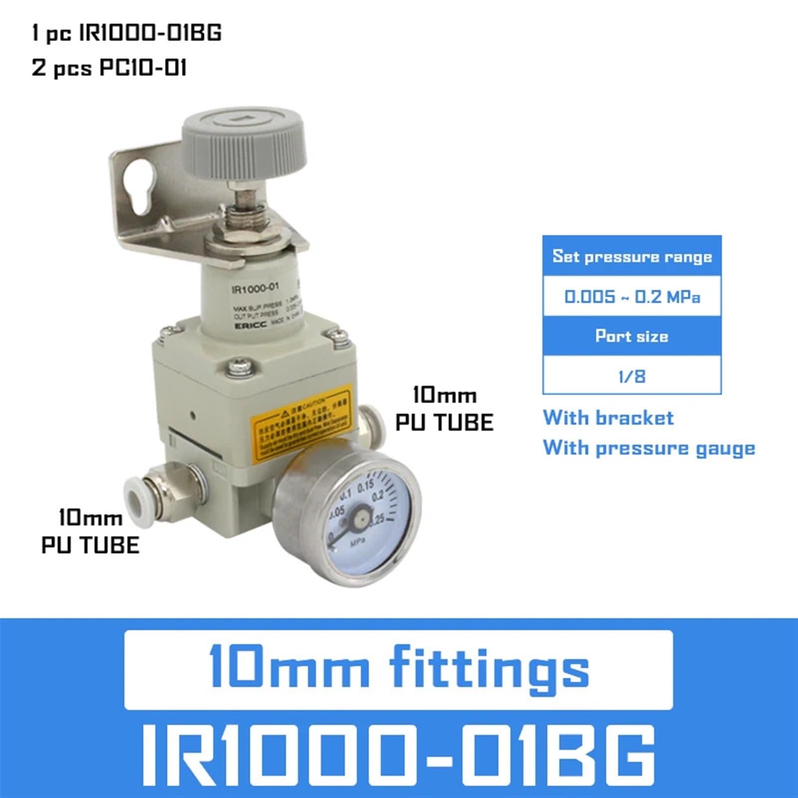 Riduttore di pressione 'aria con valvola di regolazione della pressione ad alta precisione IR1000-01 IR1010-01 IR1020-01 IR1020-01BG IR1000-01BG IR1010-01BG | IR1000-01BG 10mm